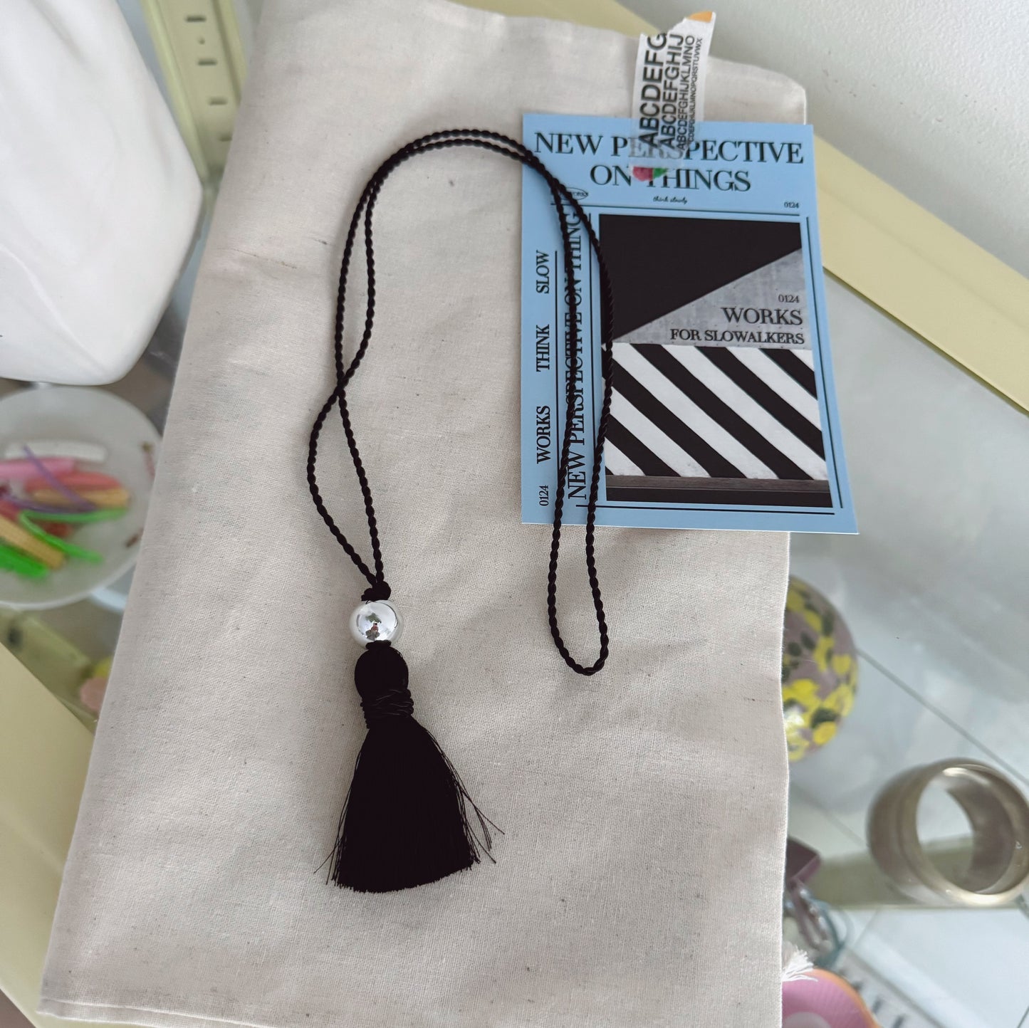 Long Tassel Necklace (black, white)