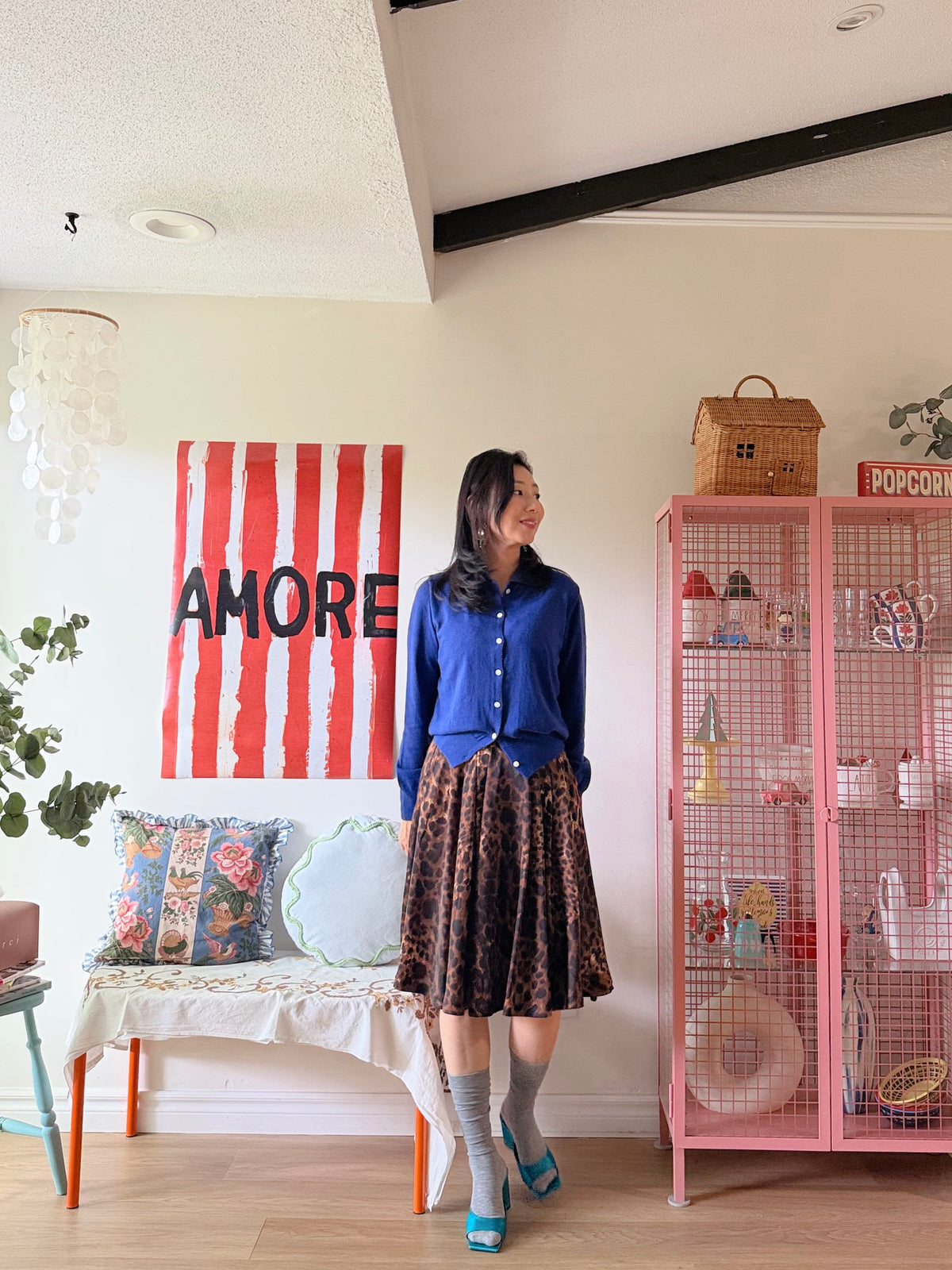 LEOPARD VOLUME PLEATED SKIRT