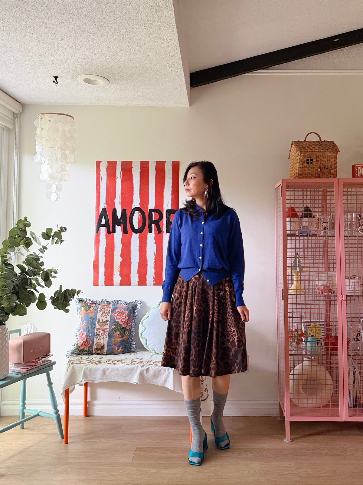 LEOPARD VOLUME PLEATED SKIRT