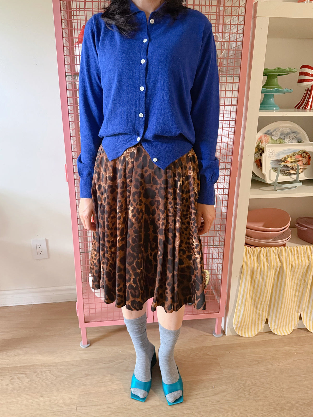 LEOPARD VOLUME PLEATED SKIRT