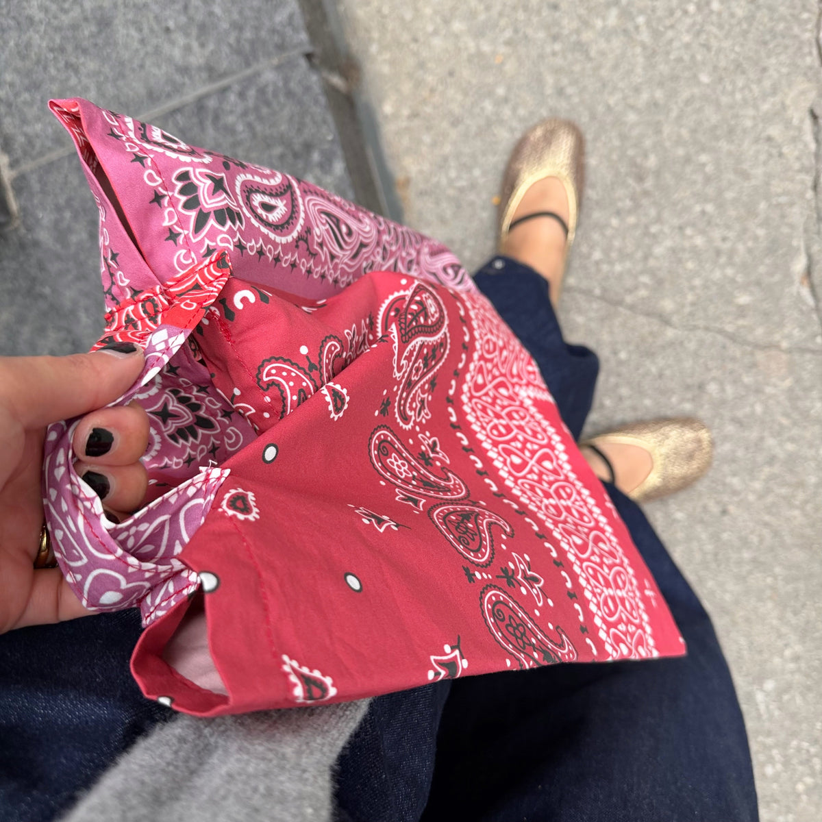 Vintage Bandana Patchwork Bag (red, purple, green)