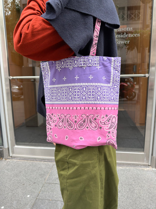 Vintage Bandana Patchwork Bag (red, purple, green)