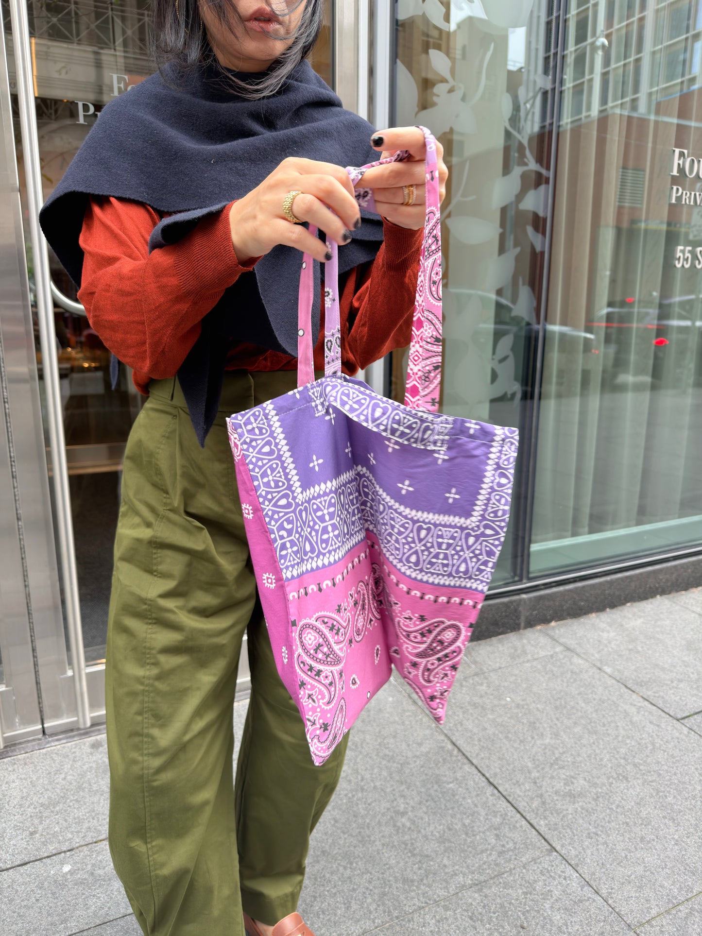 Vintage Bandana Patchwork Bag (red, purple, green)