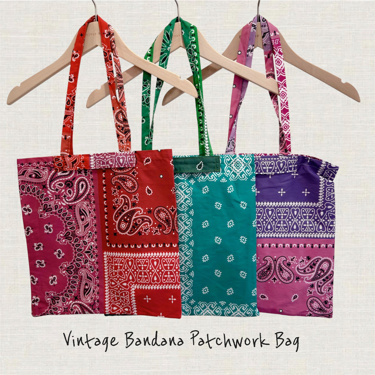 Vintage Bandana Patchwork Bag (red, purple, green)