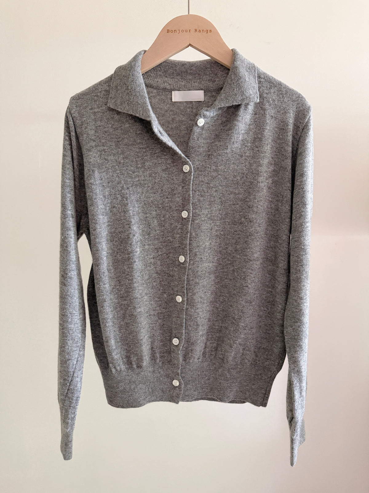 Cashmere Collar Knit Cardigan (Gray, Brown, Blue)