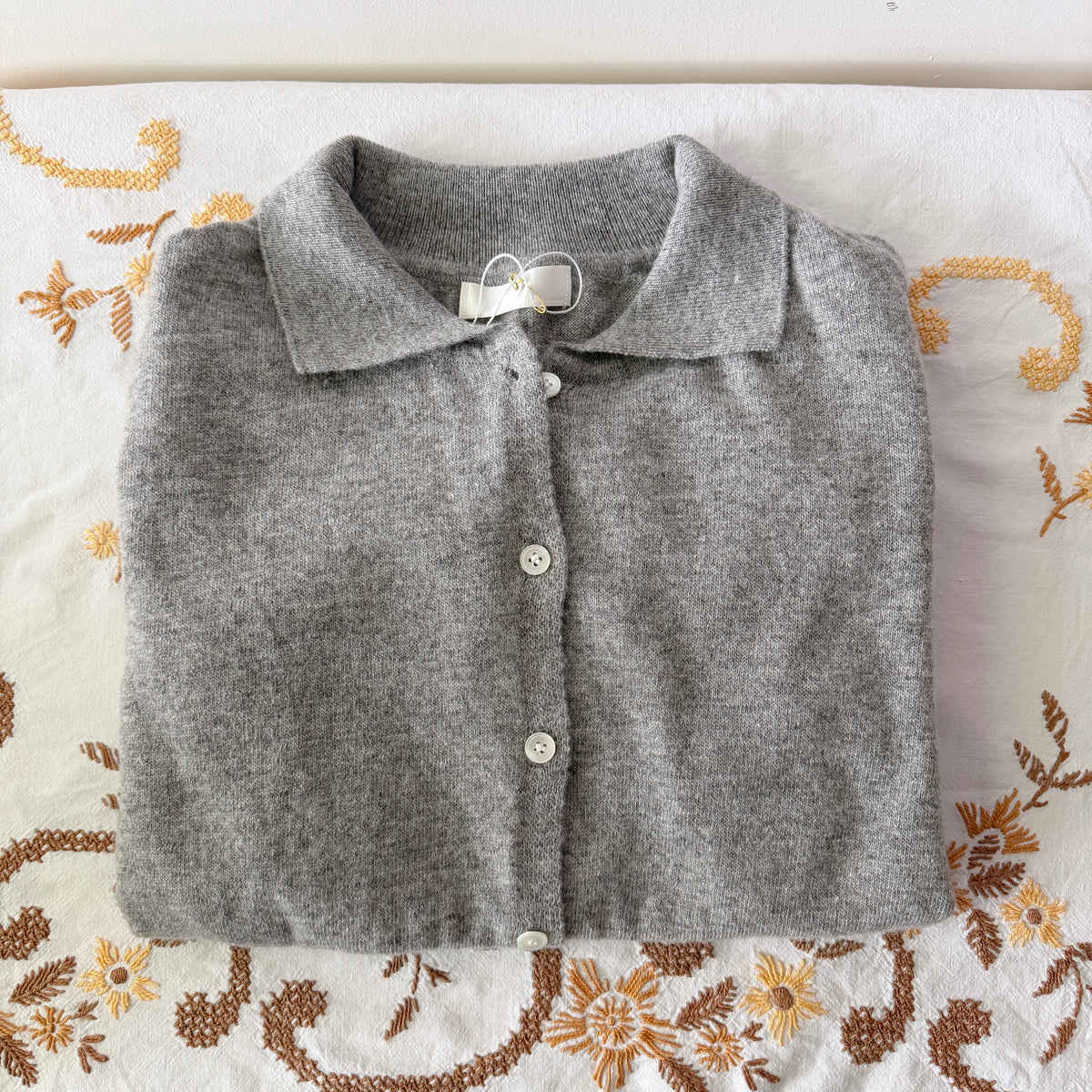 Cashmere Collar Knit Cardigan (Gray, Brown, Blue)