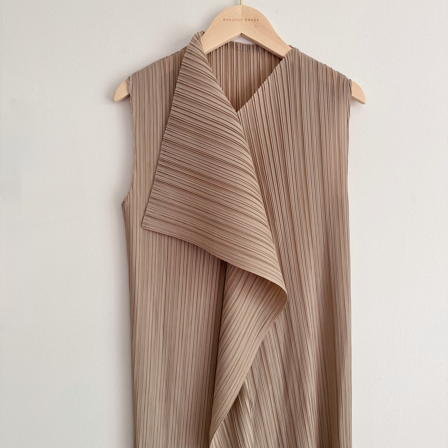 Pleated Wrap Layered Dress (brown, beige, black)