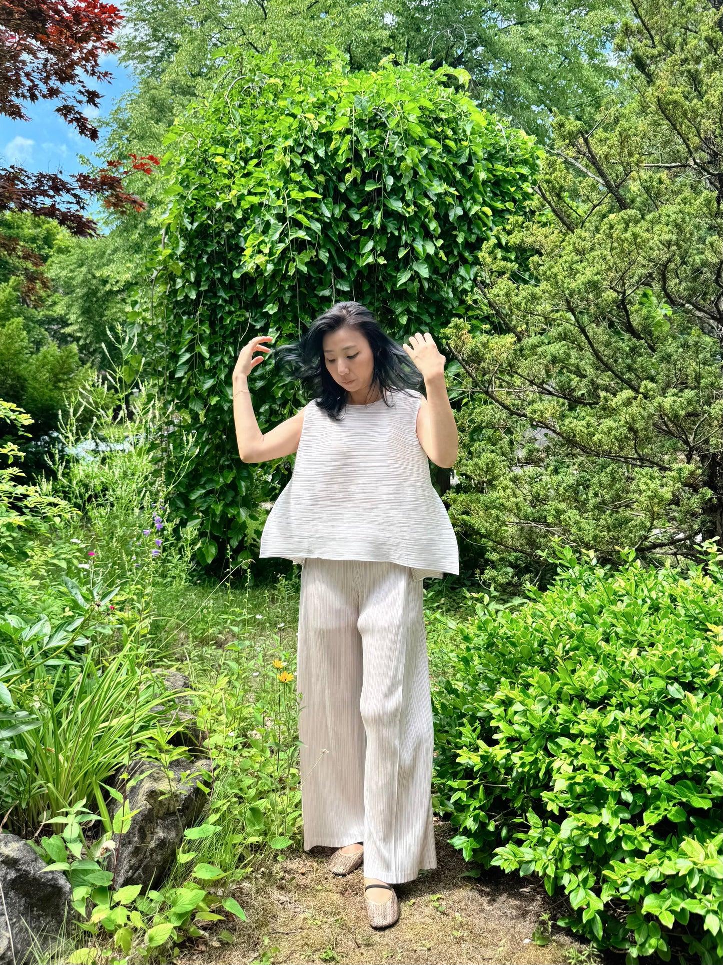 PLEATS STRAIGHT WIDE PANTS ( ivory, gray, black)