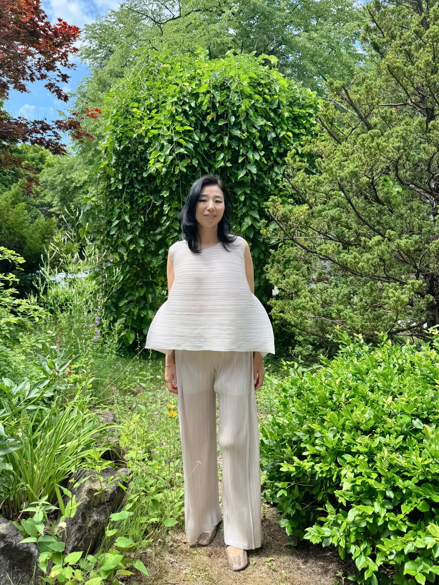 PLEATS STRAIGHT WIDE PANTS ( ivory, gray, black)