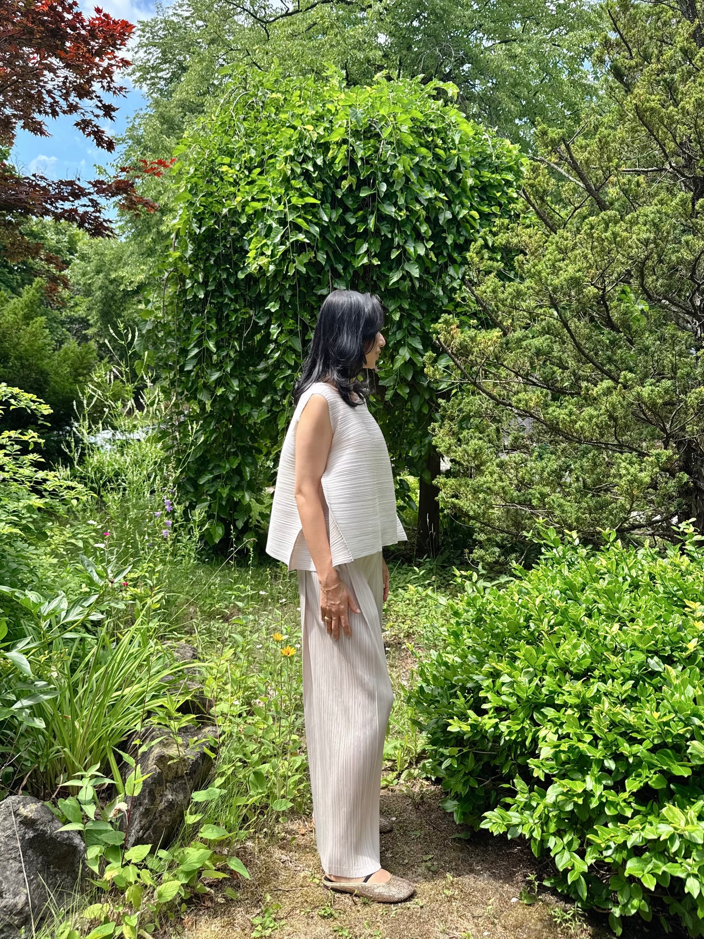 PLEATS STRAIGHT WIDE PANTS ( ivory, gray, black)