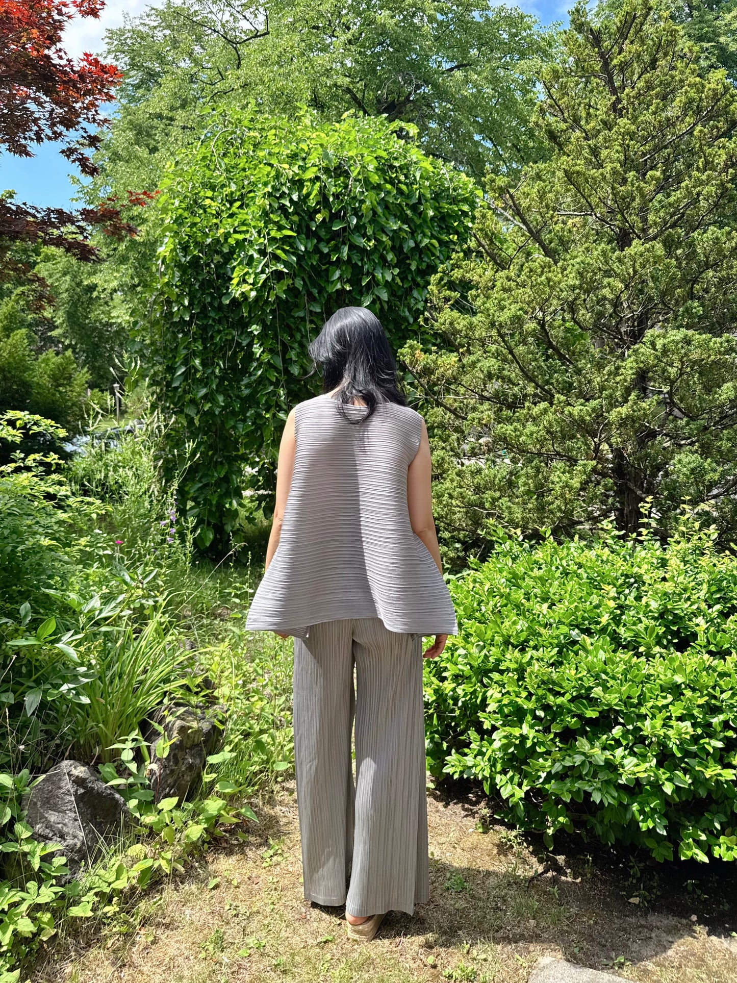 PLEATS STRAIGHT WIDE PANTS ( ivory, gray, black)