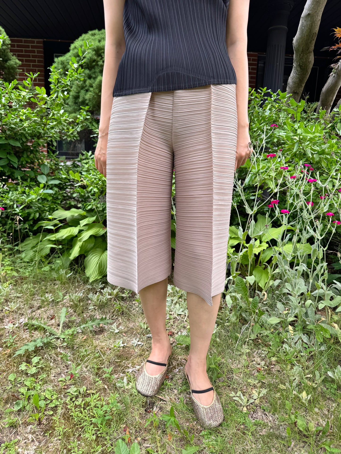 Pleated Wide Cropped Pants (ivory, beige, black)