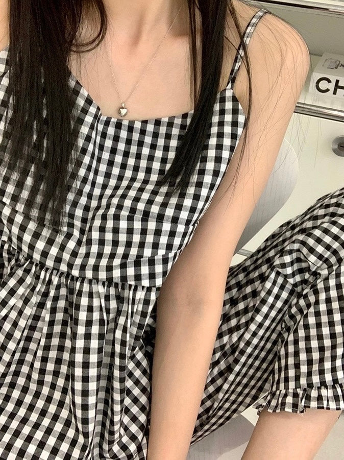 Gingham Frill Pajama Set