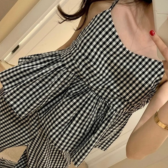 Gingham Frill Pajama Set