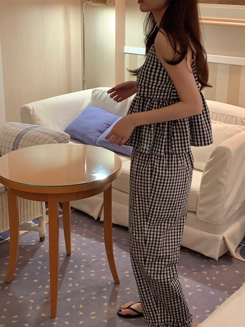 Gingham Frill Pajama Set