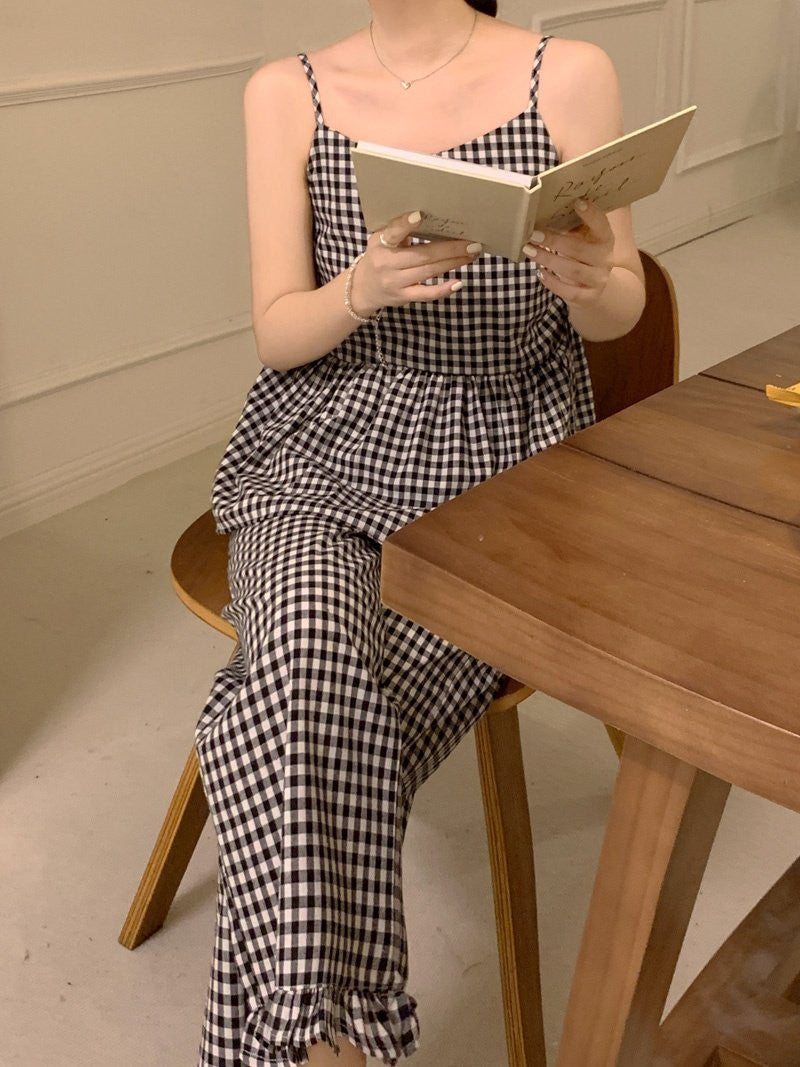Gingham Frill Pajama Set