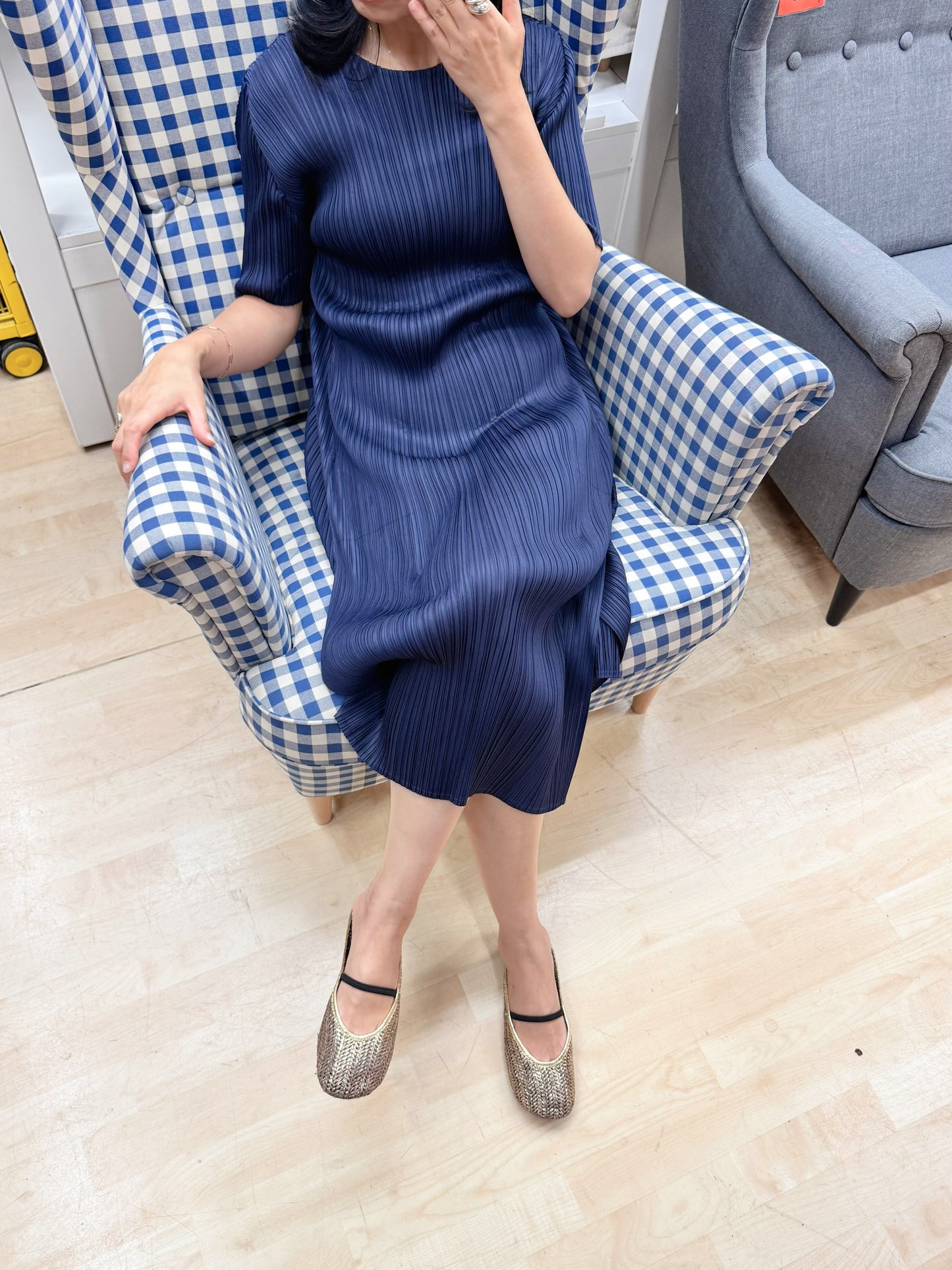 Side Slit Pleated Long Dress