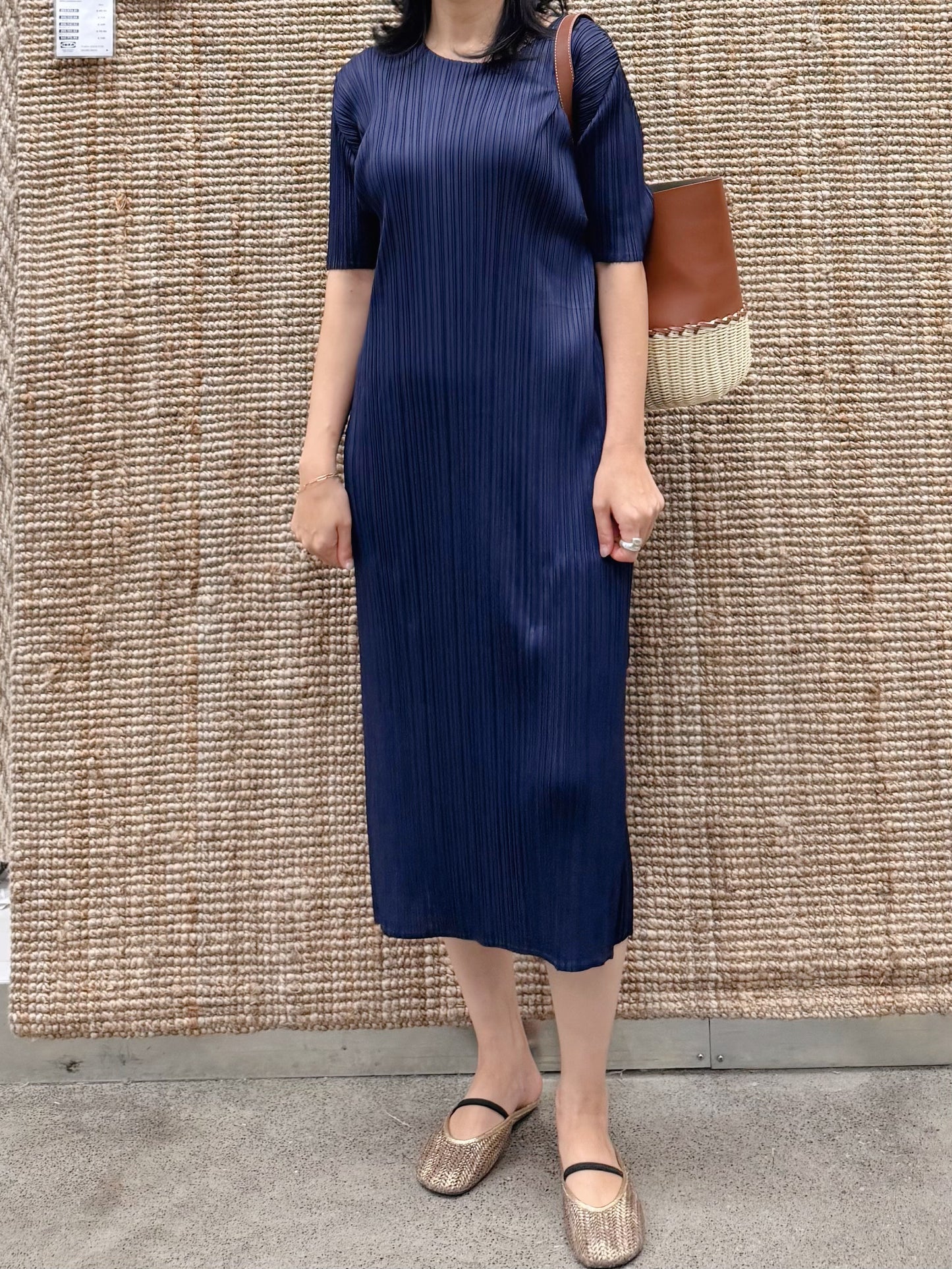 Side Slit Pleated Long Dress