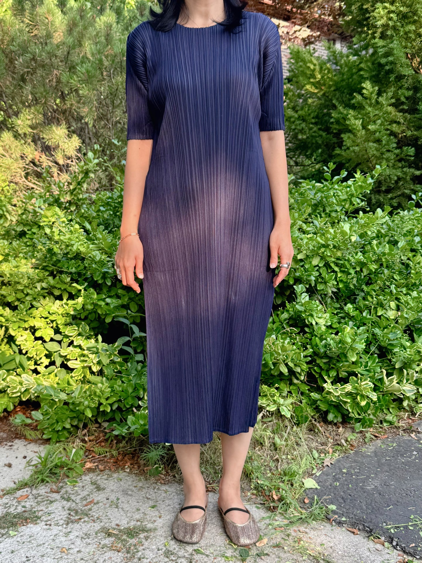 Side Slit Pleated Long Dress