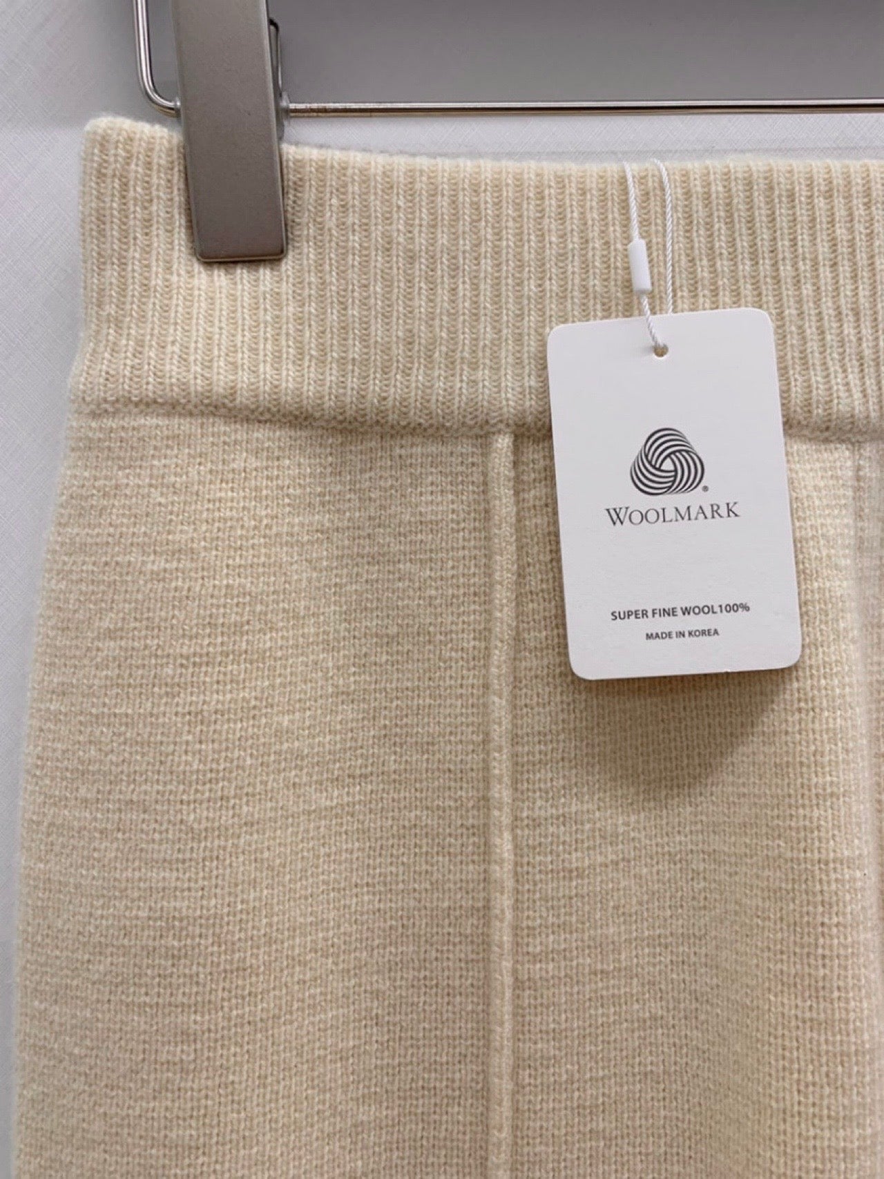 Wool Knit Baggy Pants (cream, brown)