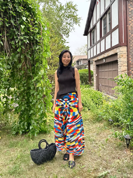 Abstract Pleated Balloon Pants