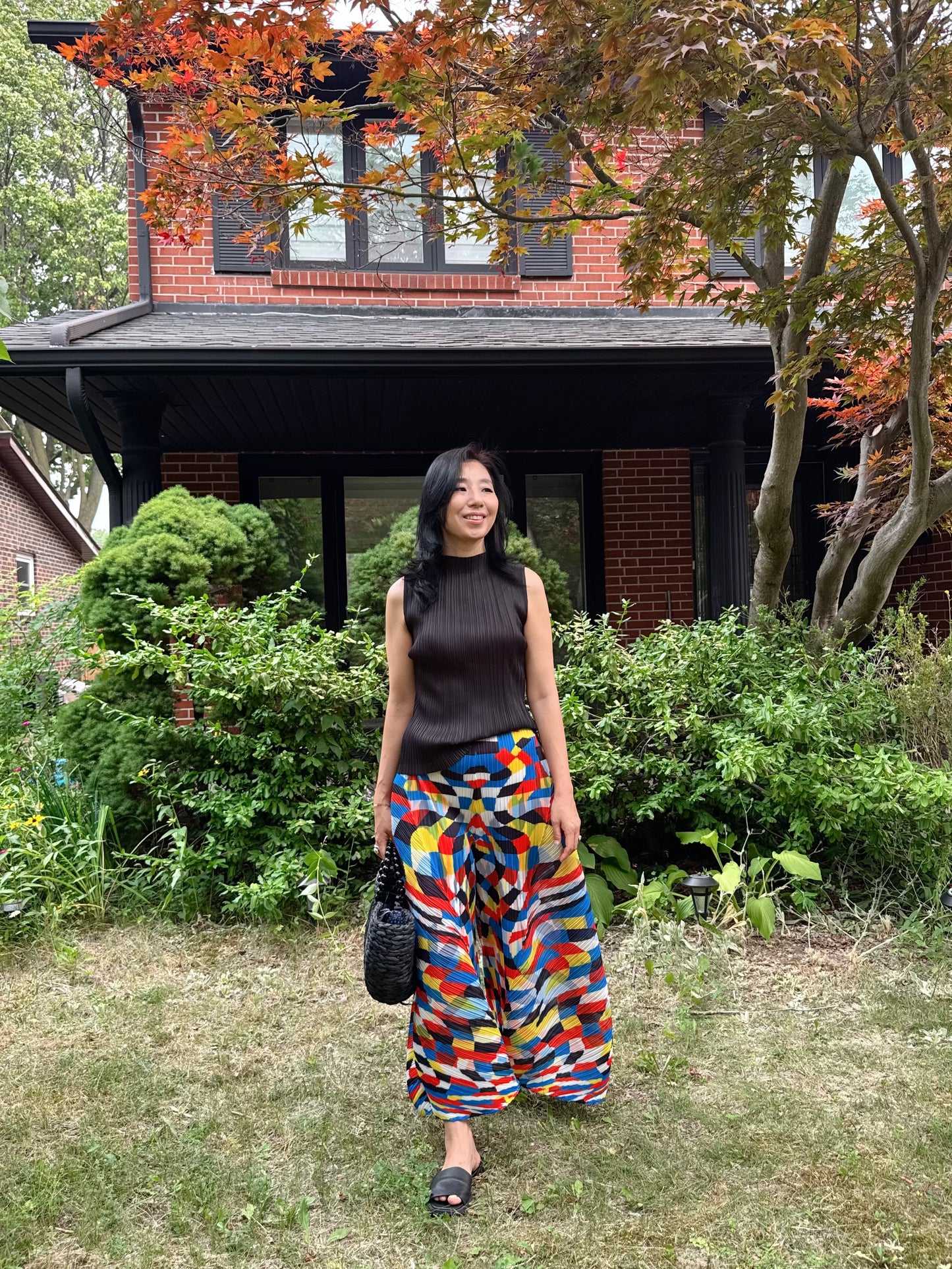 Abstract Pleated Balloon Pants