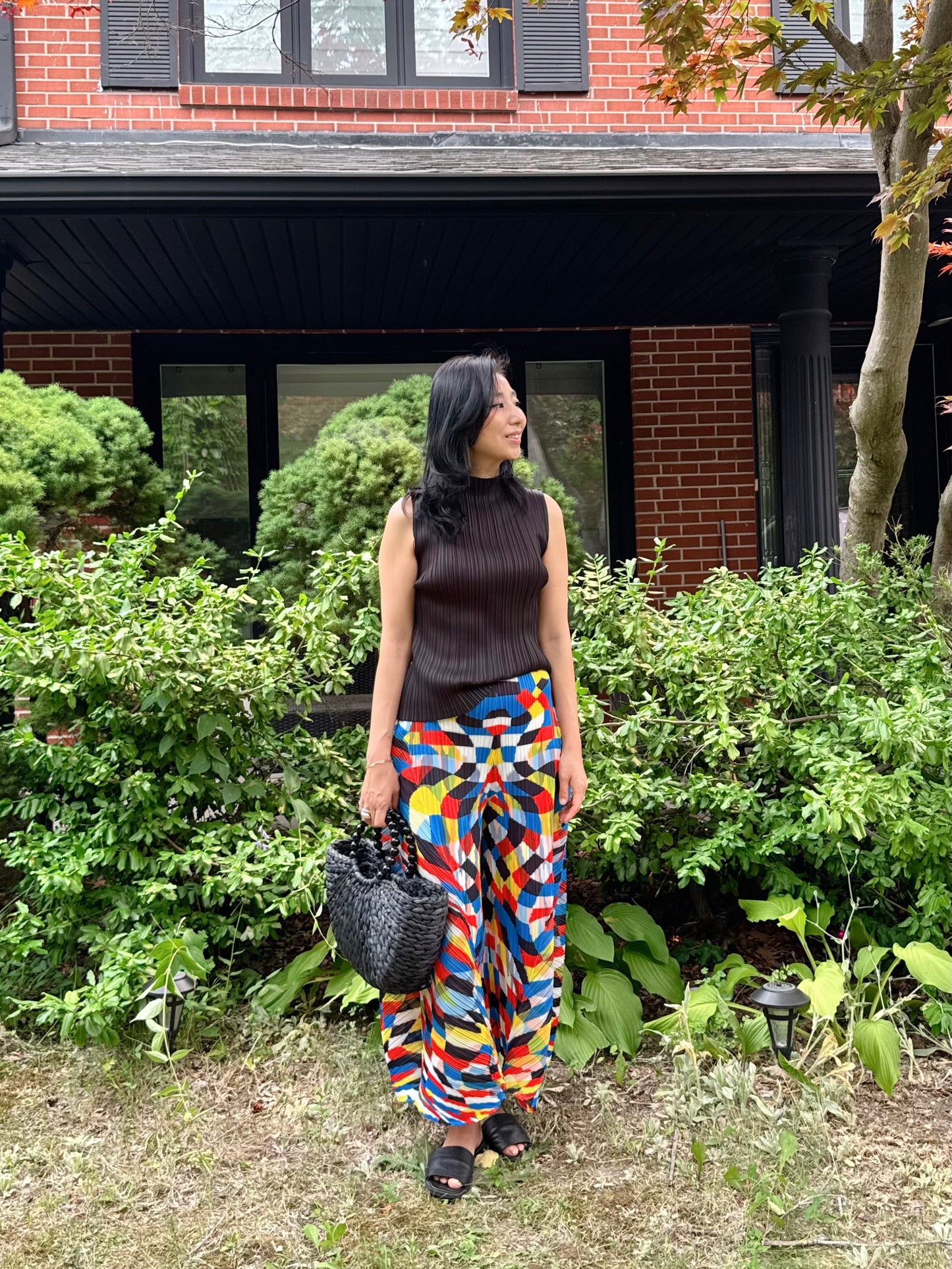 Abstract Pleated Balloon Pants
