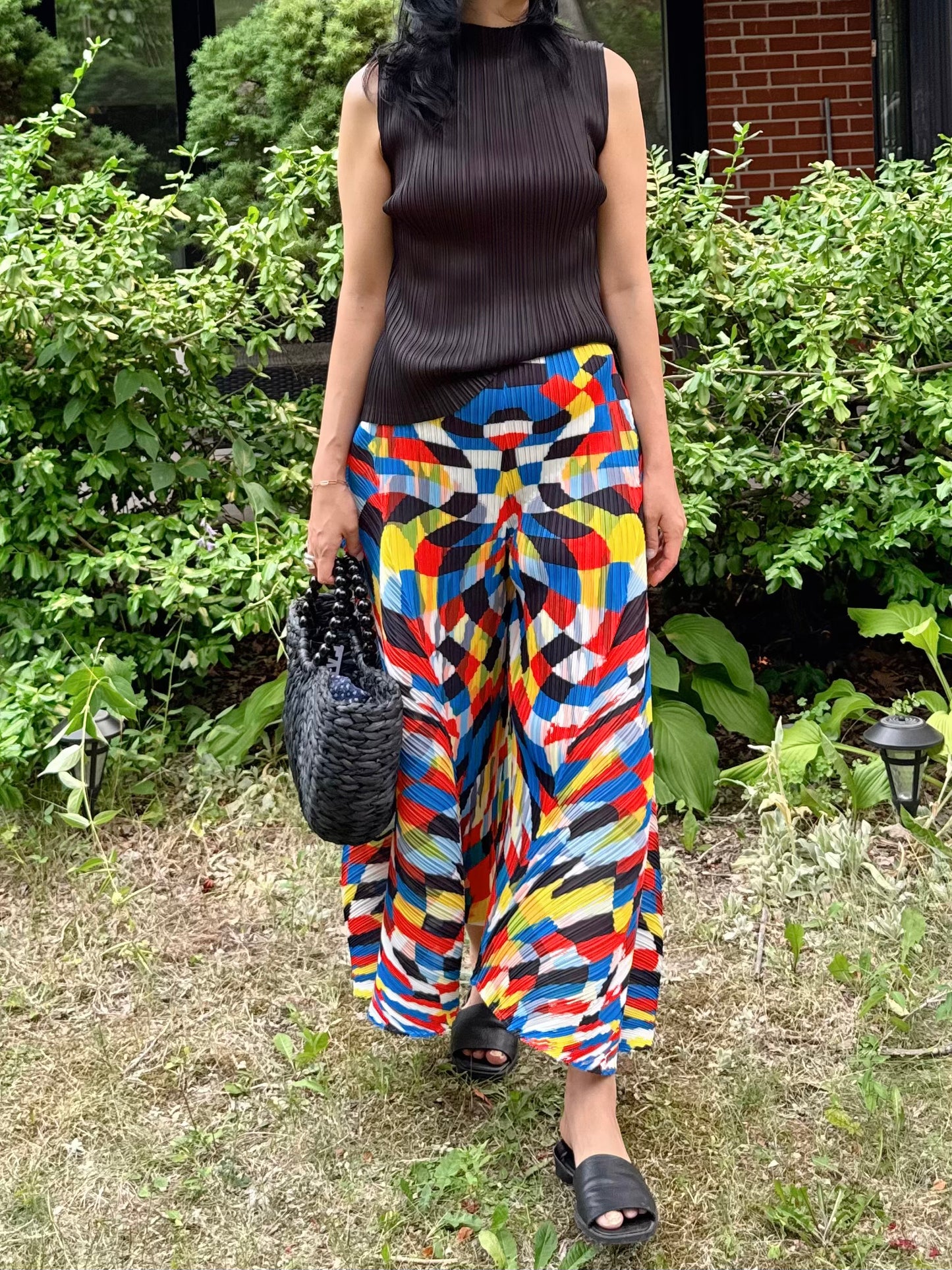 Abstract Pleated Balloon Pants