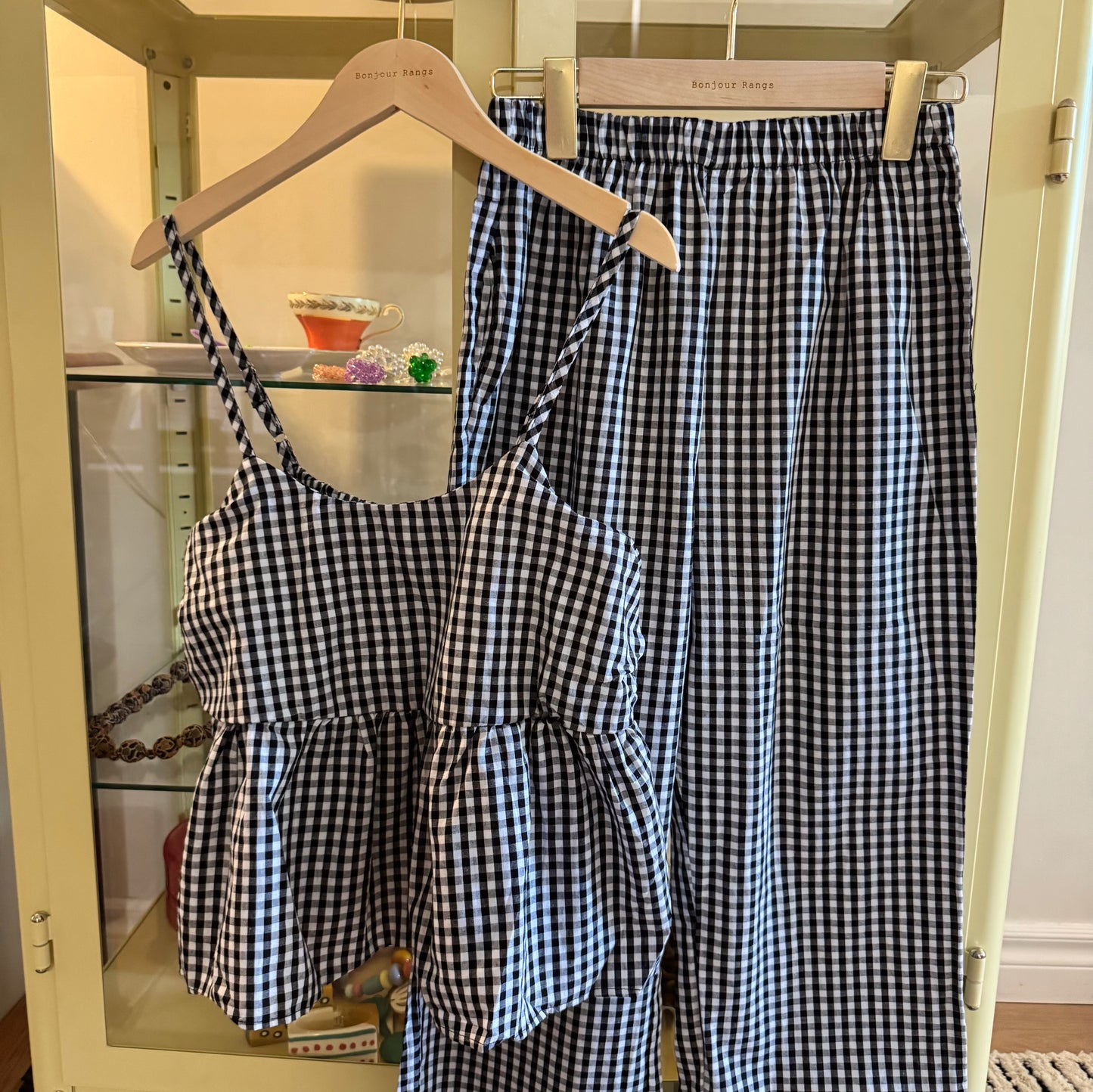 Gingham Frill Pajama Set