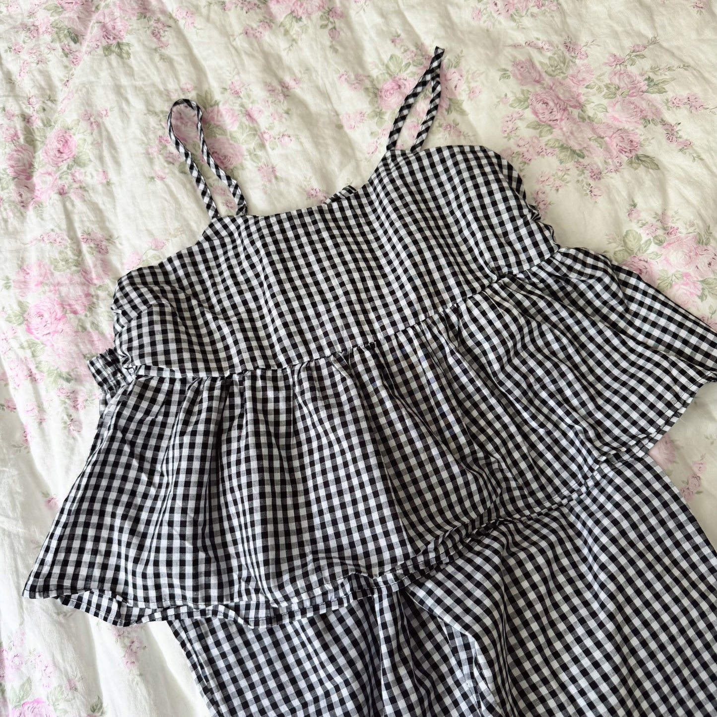 Gingham Frill Pajama Set