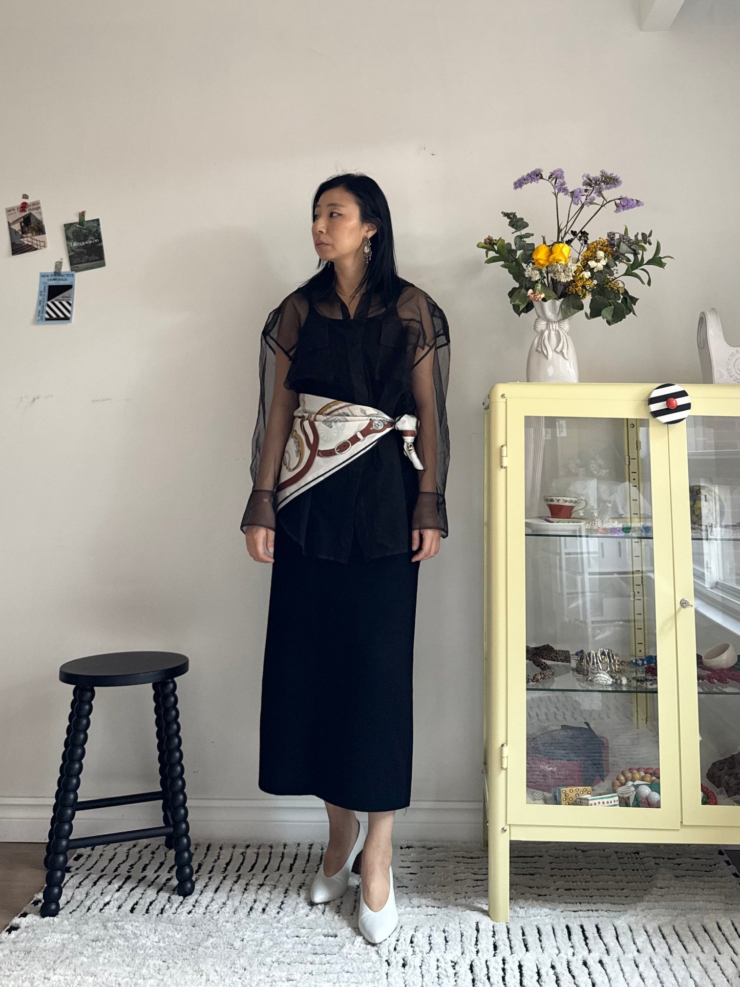 Wool Pencil Skirt (red, black)