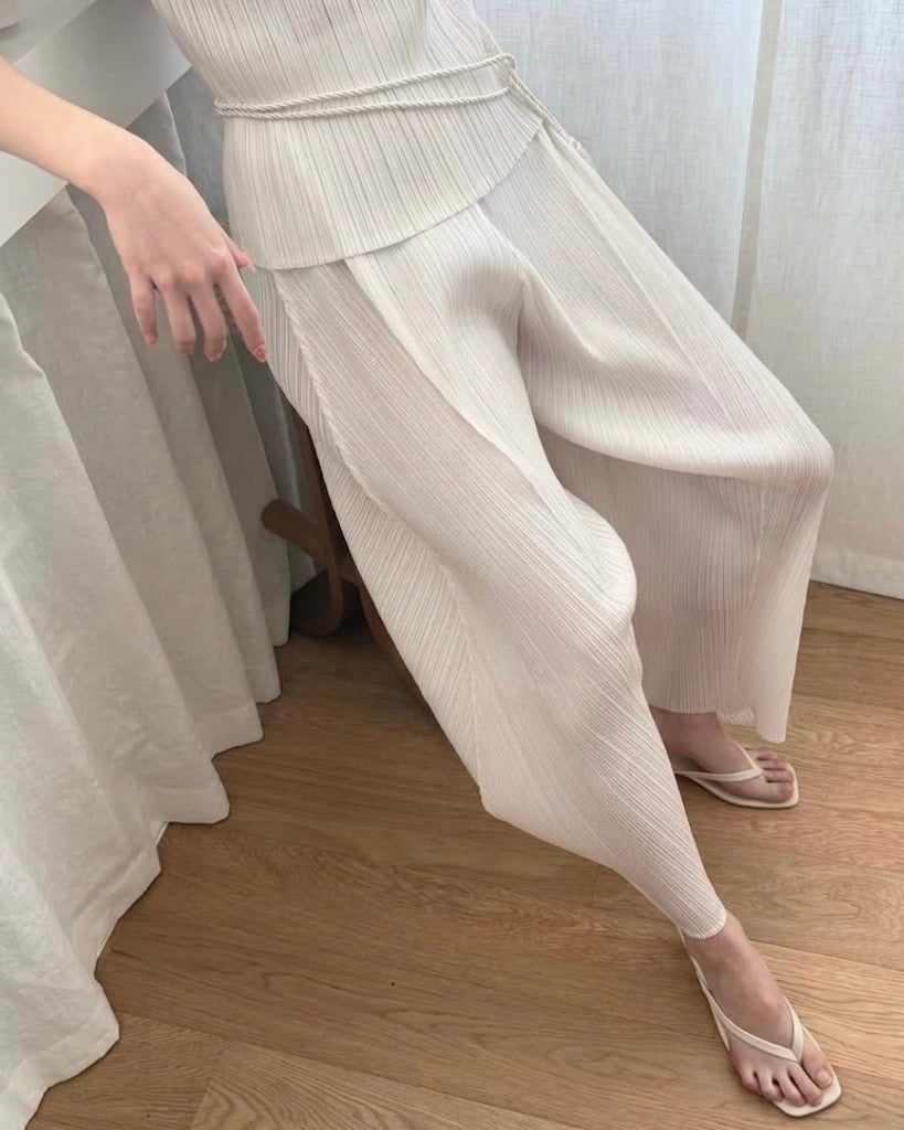 Glow Pleated Balloon Pants(brick, ivory, black)