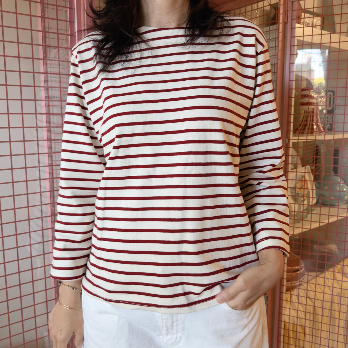 FRENCH STRIPE TOP (burgundy, navy)