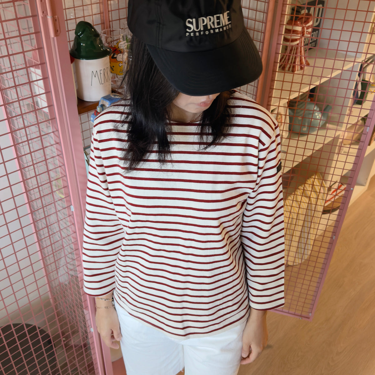 FRENCH STRIPE TOP (burgundy, navy)