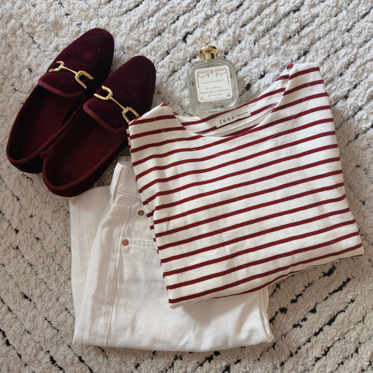 FRENCH STRIPE TOP (burgundy, navy)