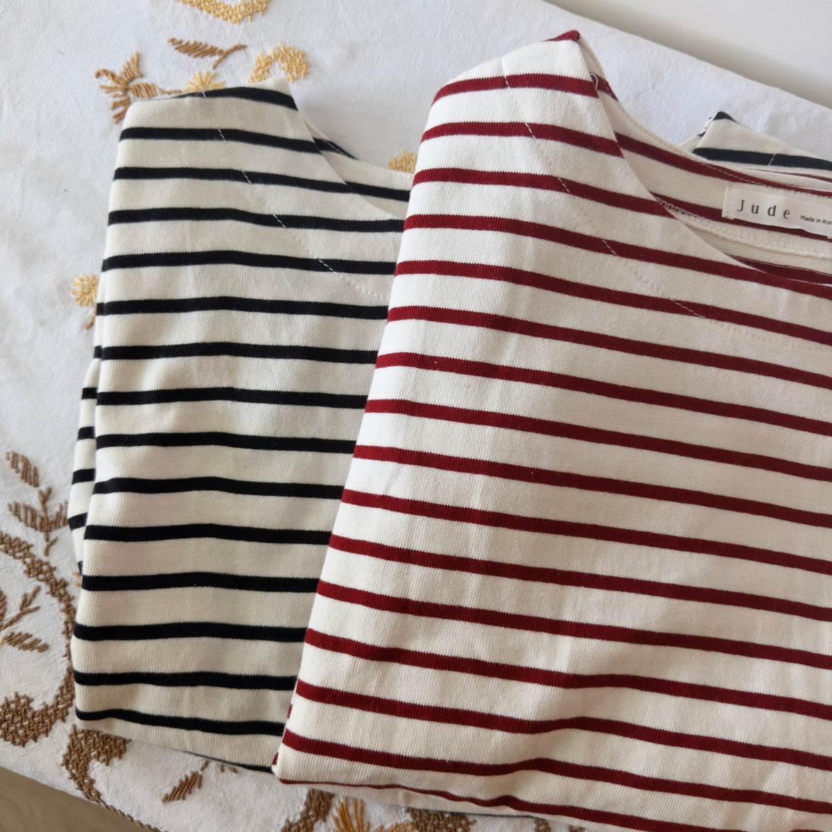 FRENCH STRIPE TOP (burgundy, navy)