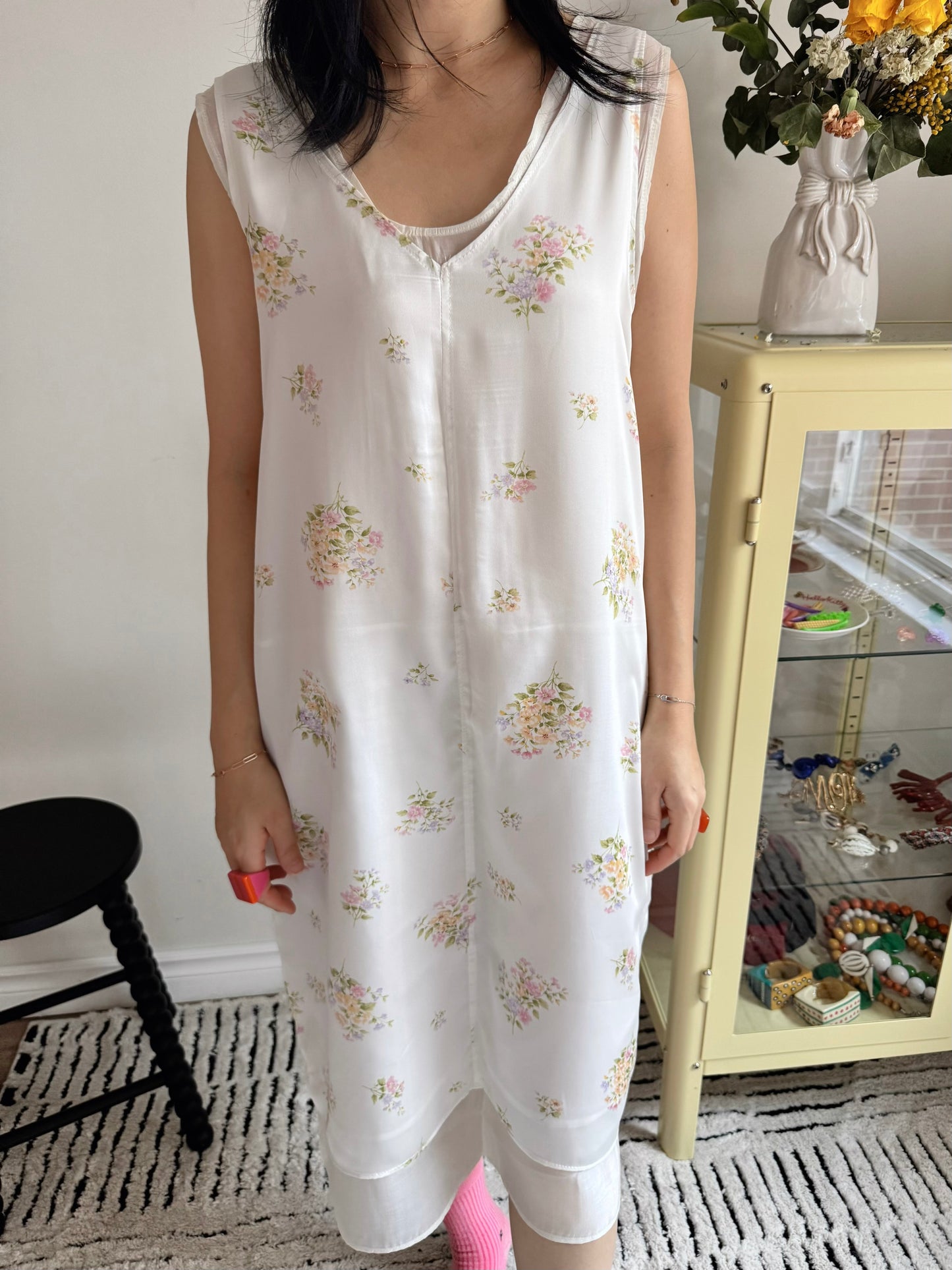 Floral satin midi dress