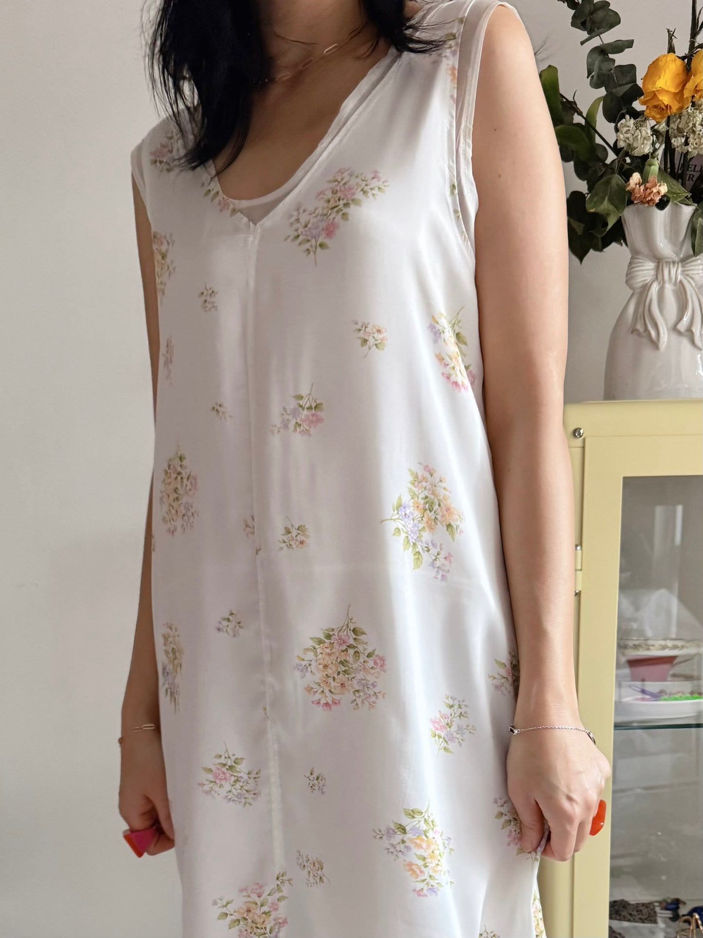 Floral satin midi dress