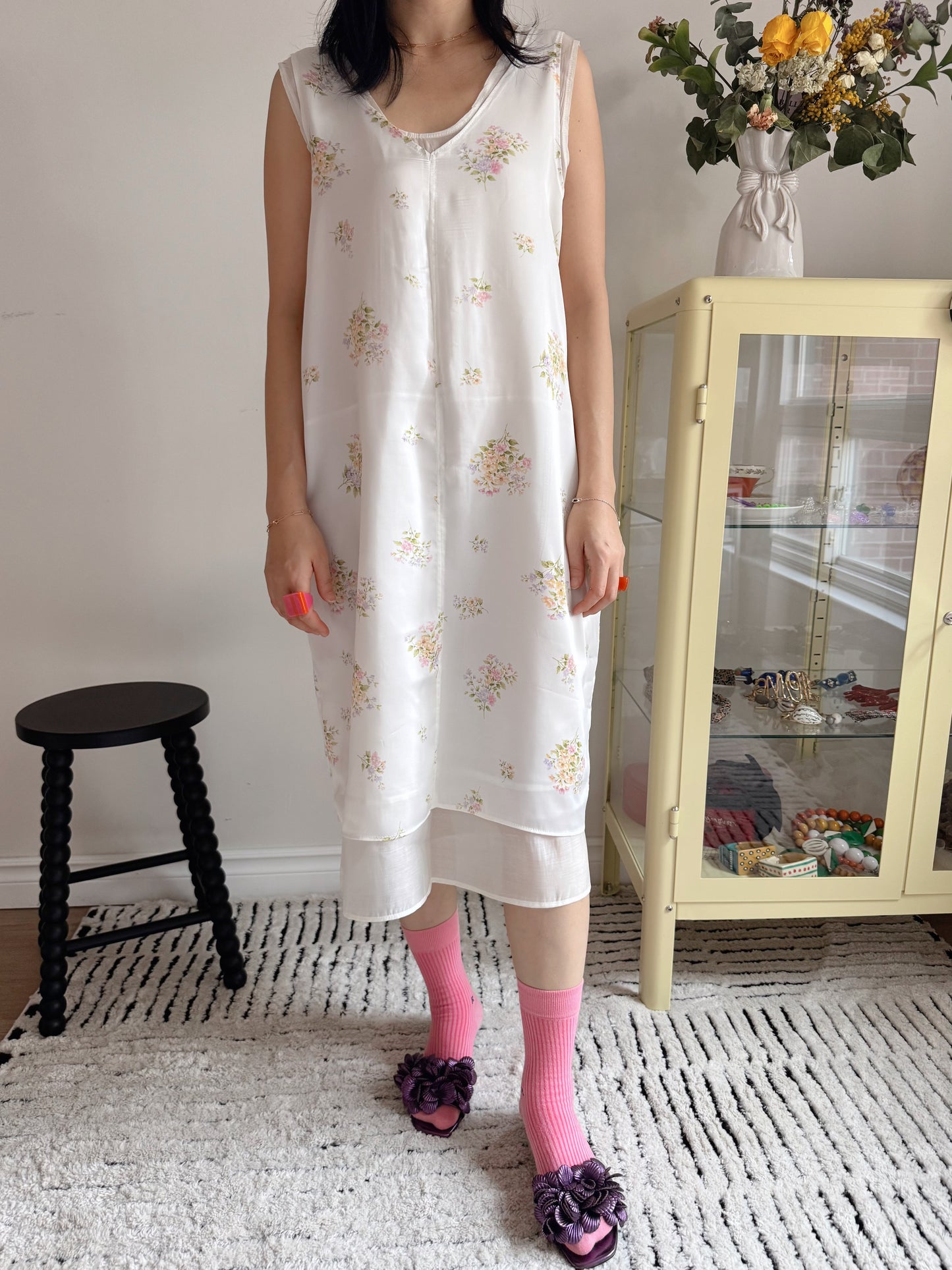 Floral satin midi dress