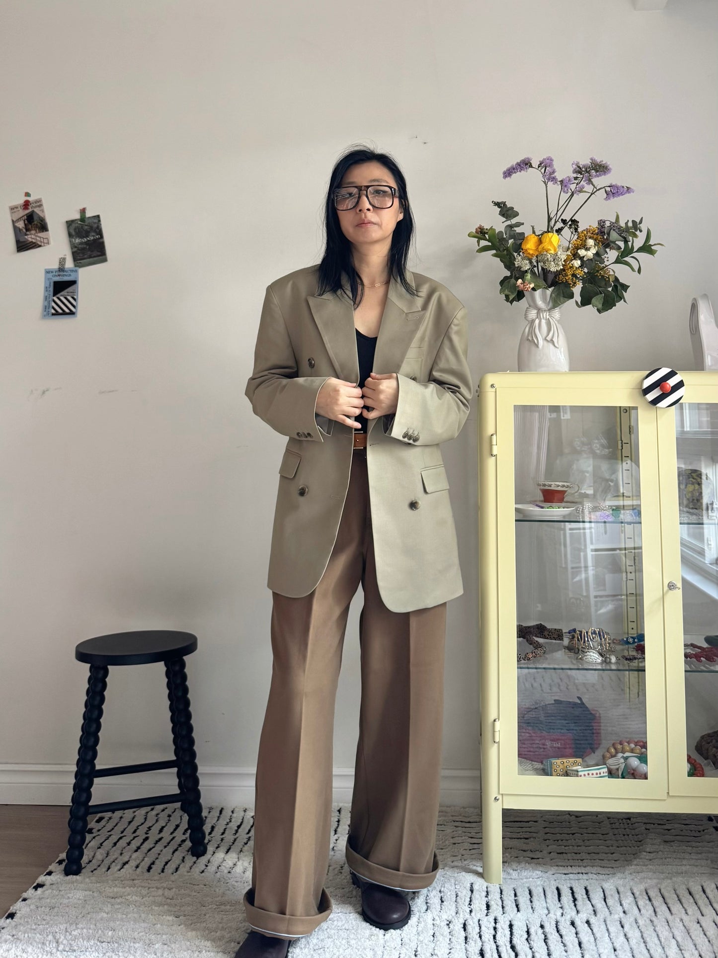 oversized double breasted blazer (pink,khaki,navy)