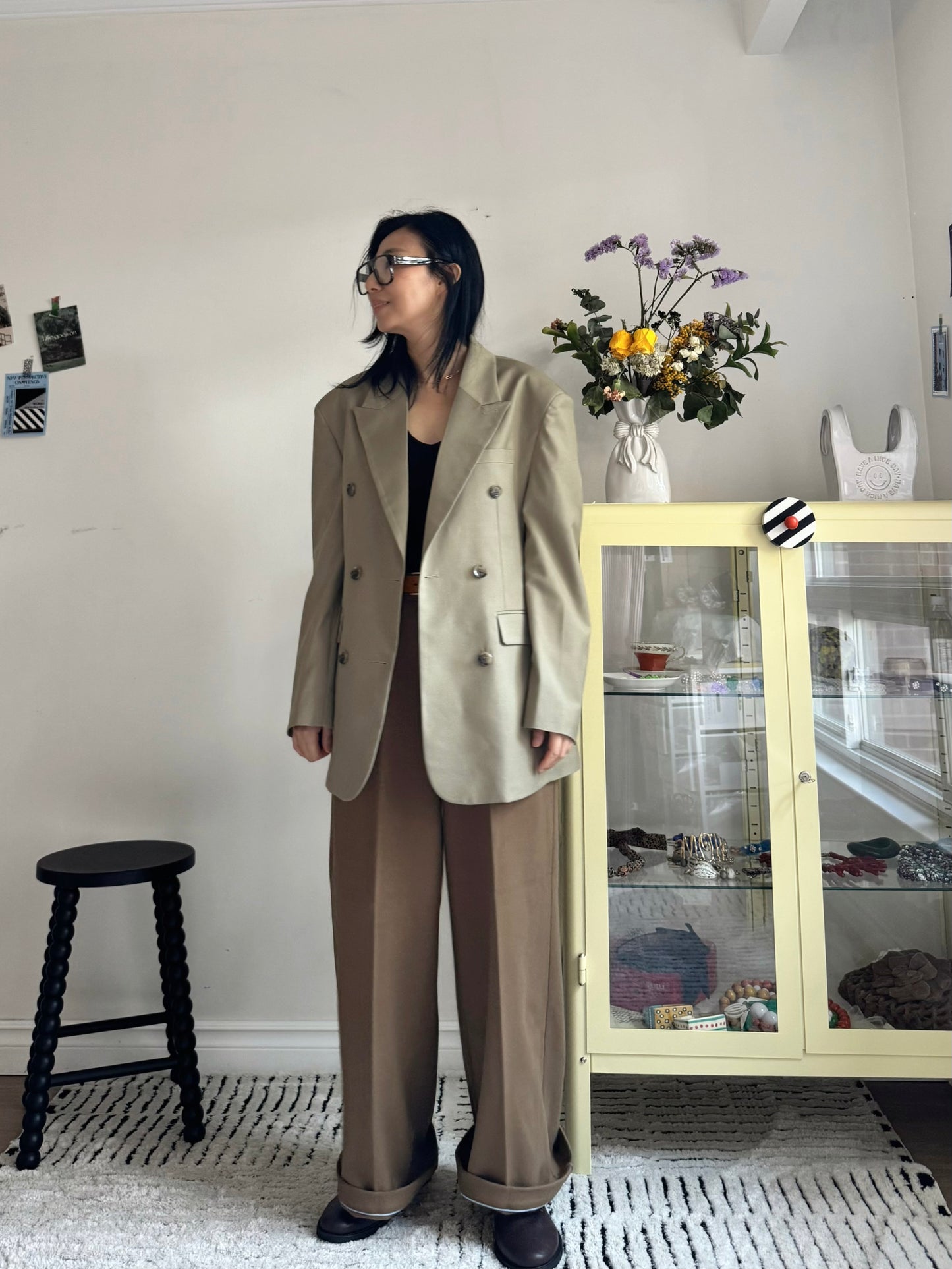 oversized double breasted blazer (pink,khaki,navy)