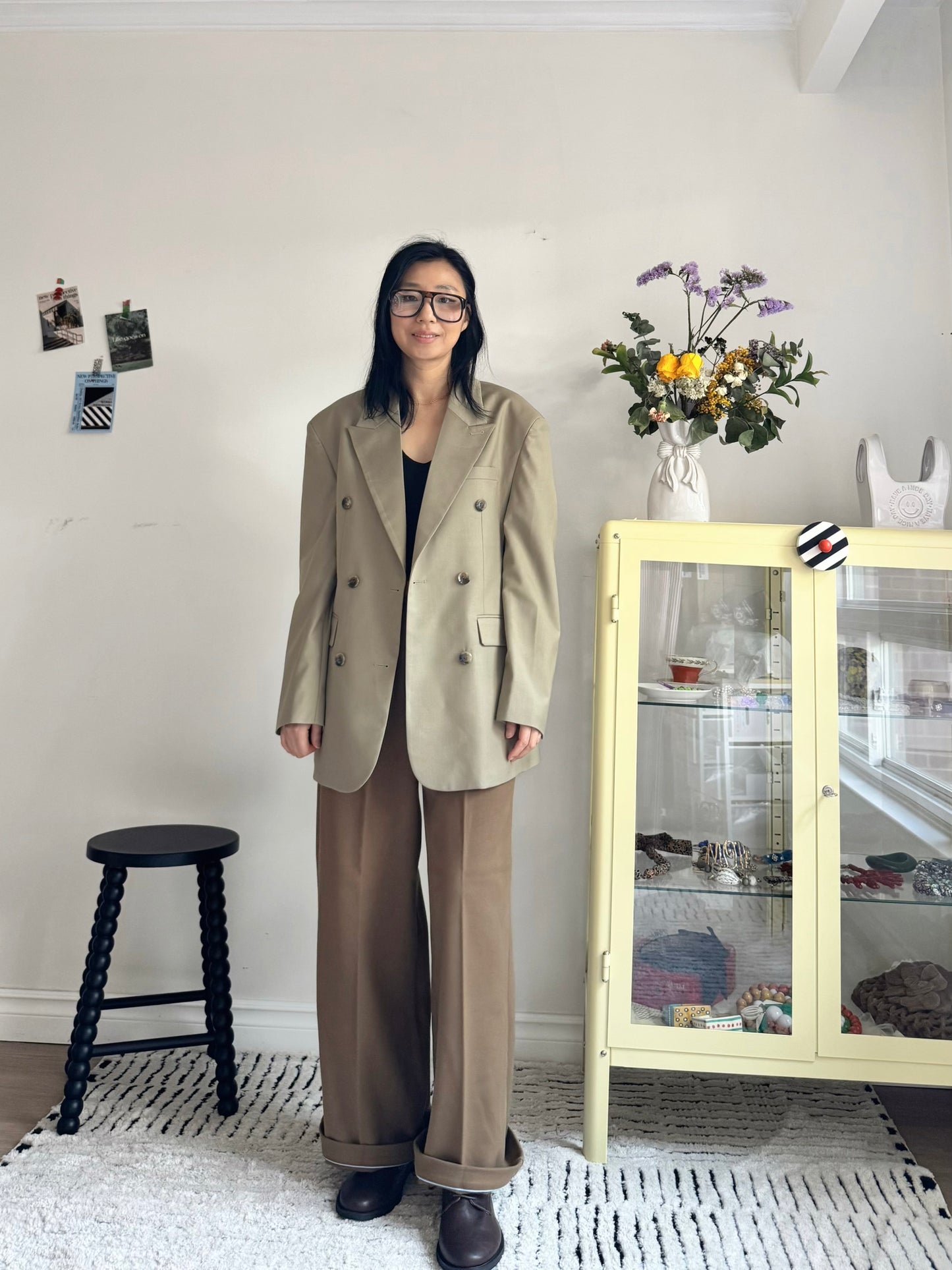 oversized double breasted blazer (pink,khaki,navy)