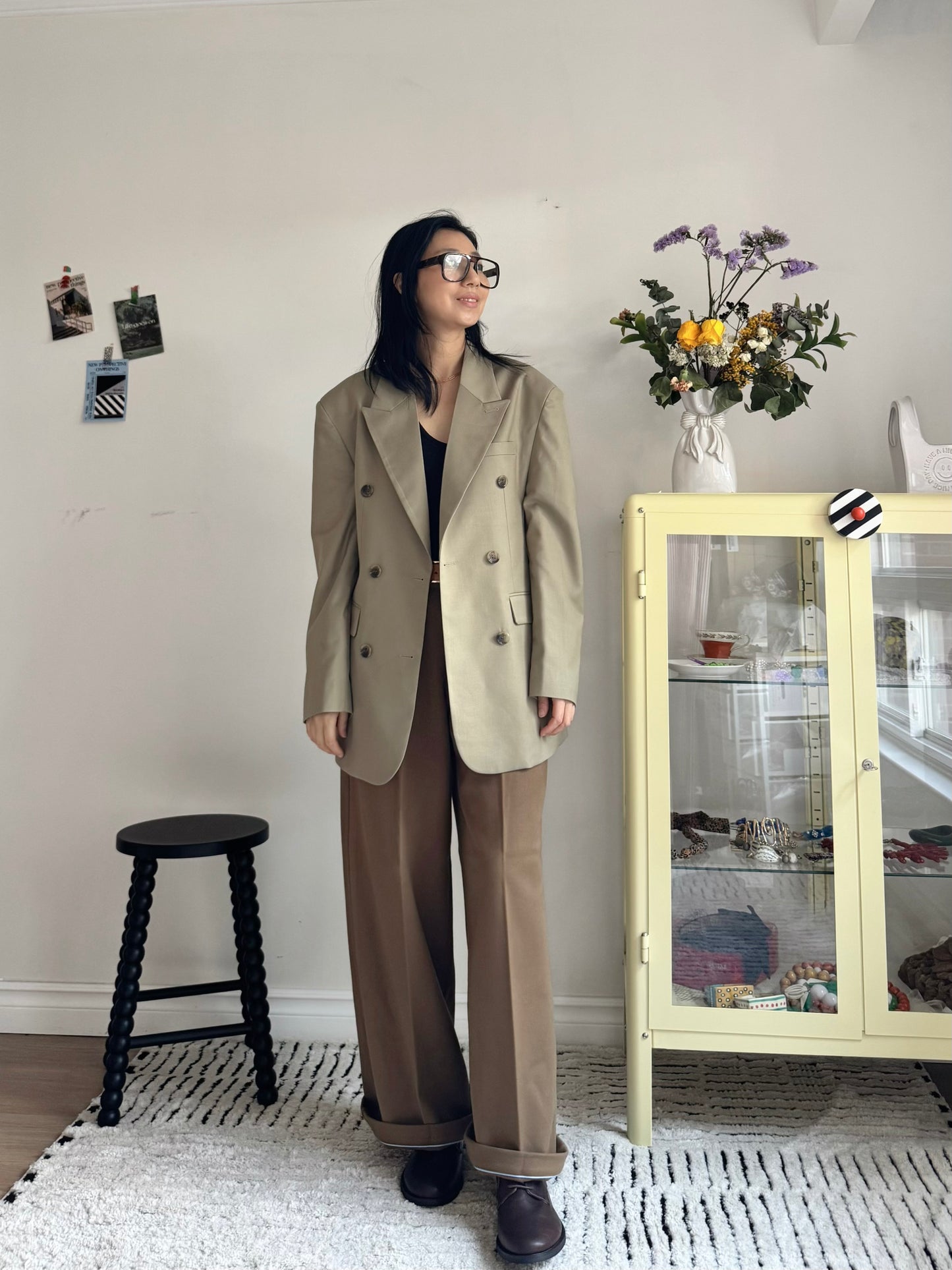 oversized double breasted blazer (pink,khaki,navy)