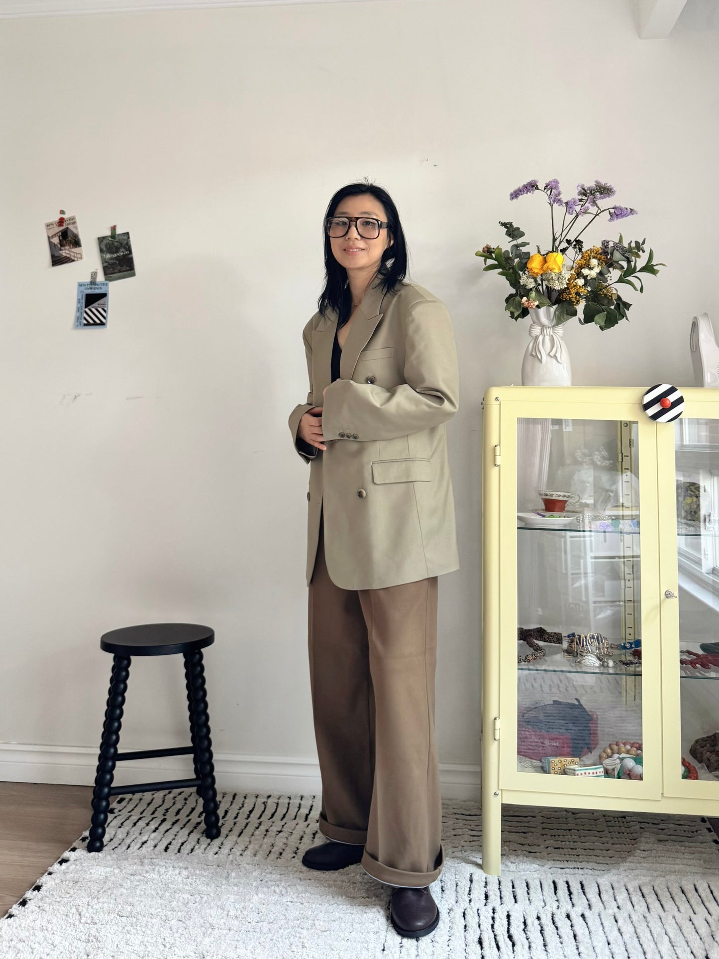oversized double breasted blazer (pink,khaki,navy)