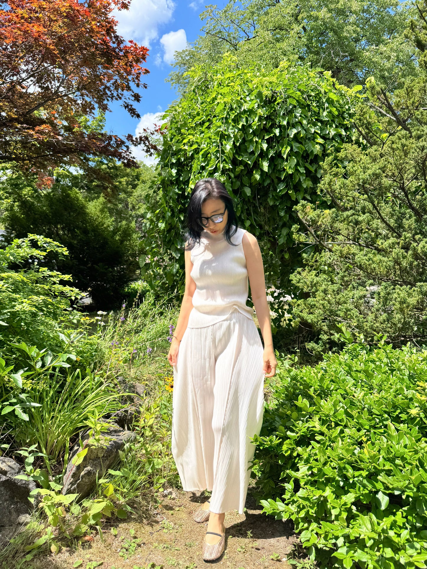 Glow Pleated Balloon Pants(brick, ivory, black)