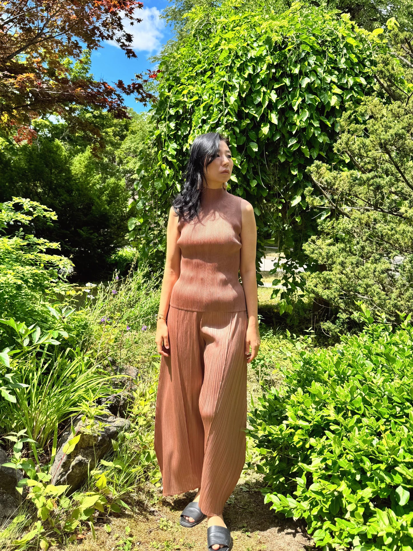 Glow Pleated Balloon Pants(brick, ivory, black)