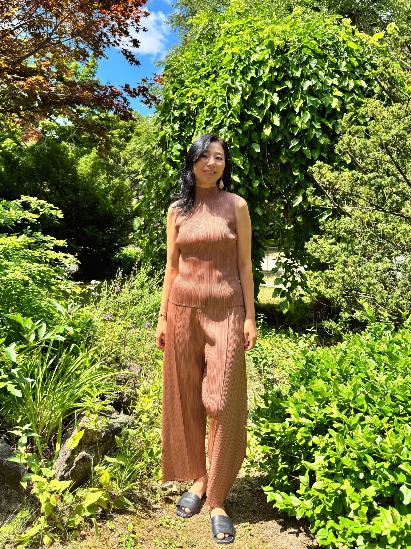 Glow Pleated Balloon Pants(brick, ivory, black)