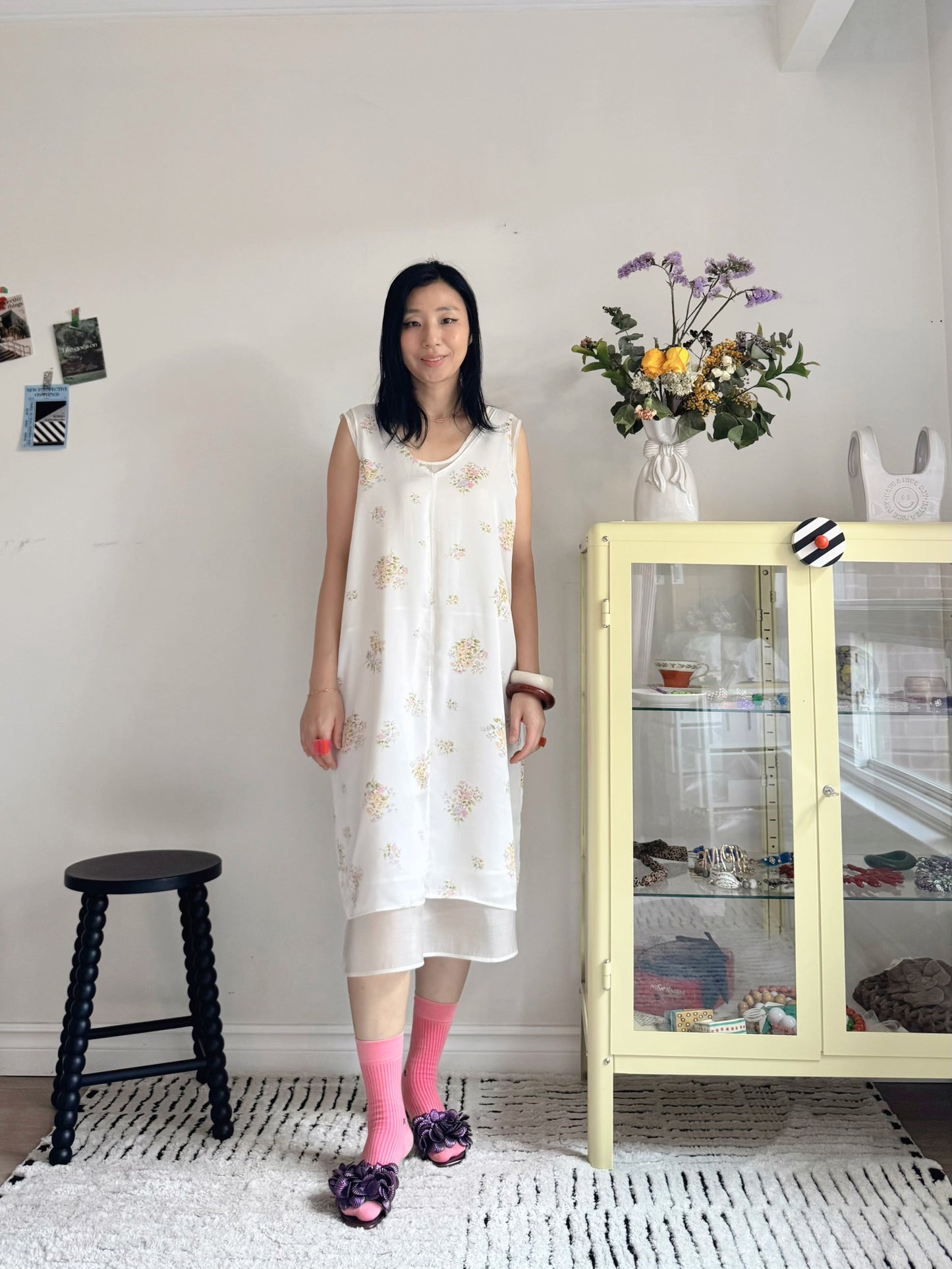 Floral satin midi dress