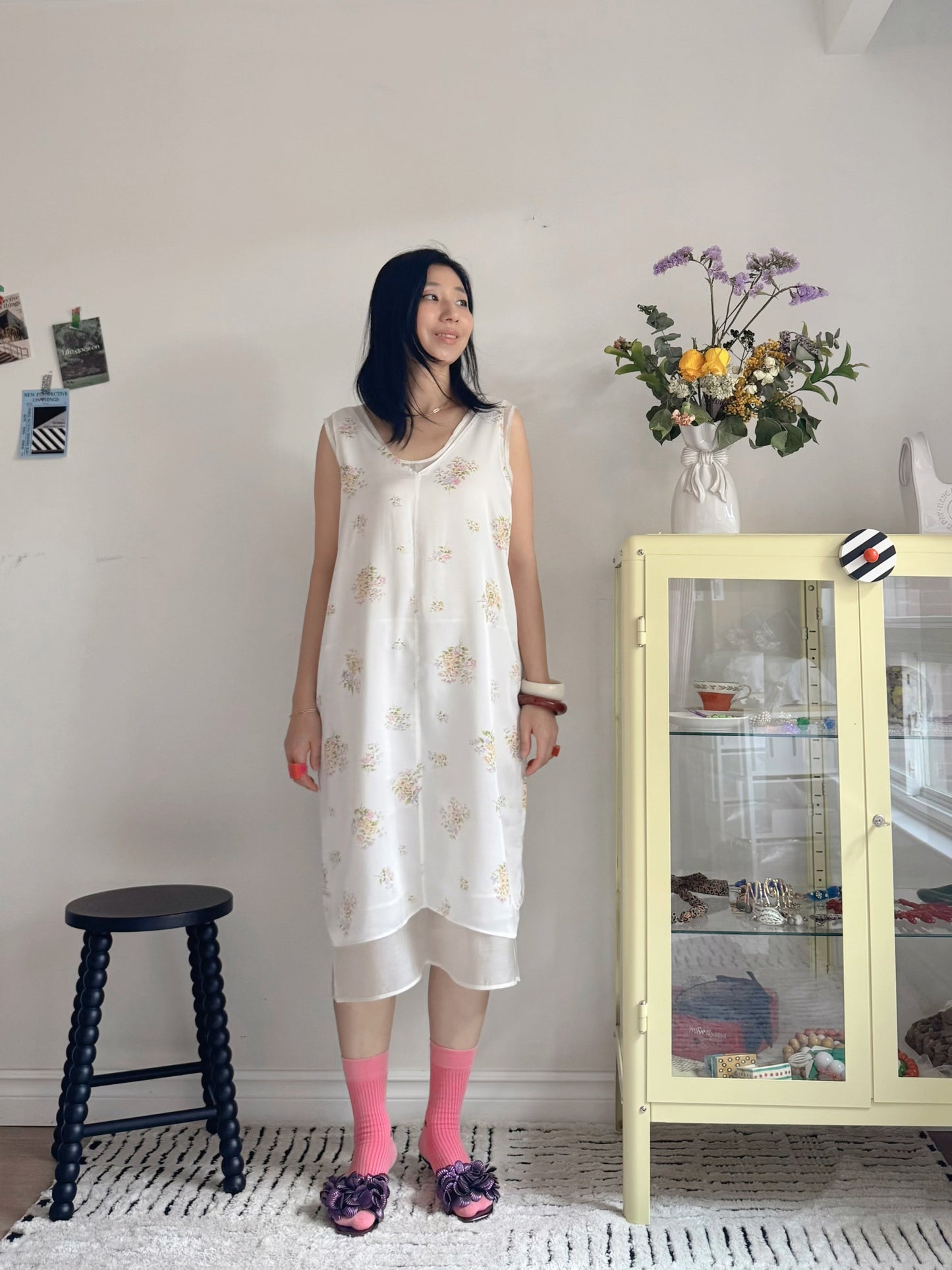 Floral satin midi dress