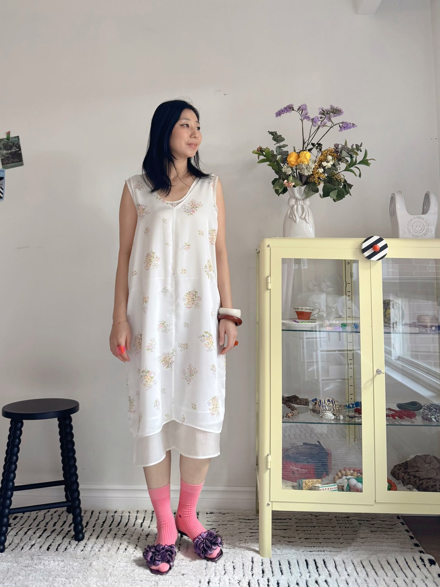 Floral satin midi dress